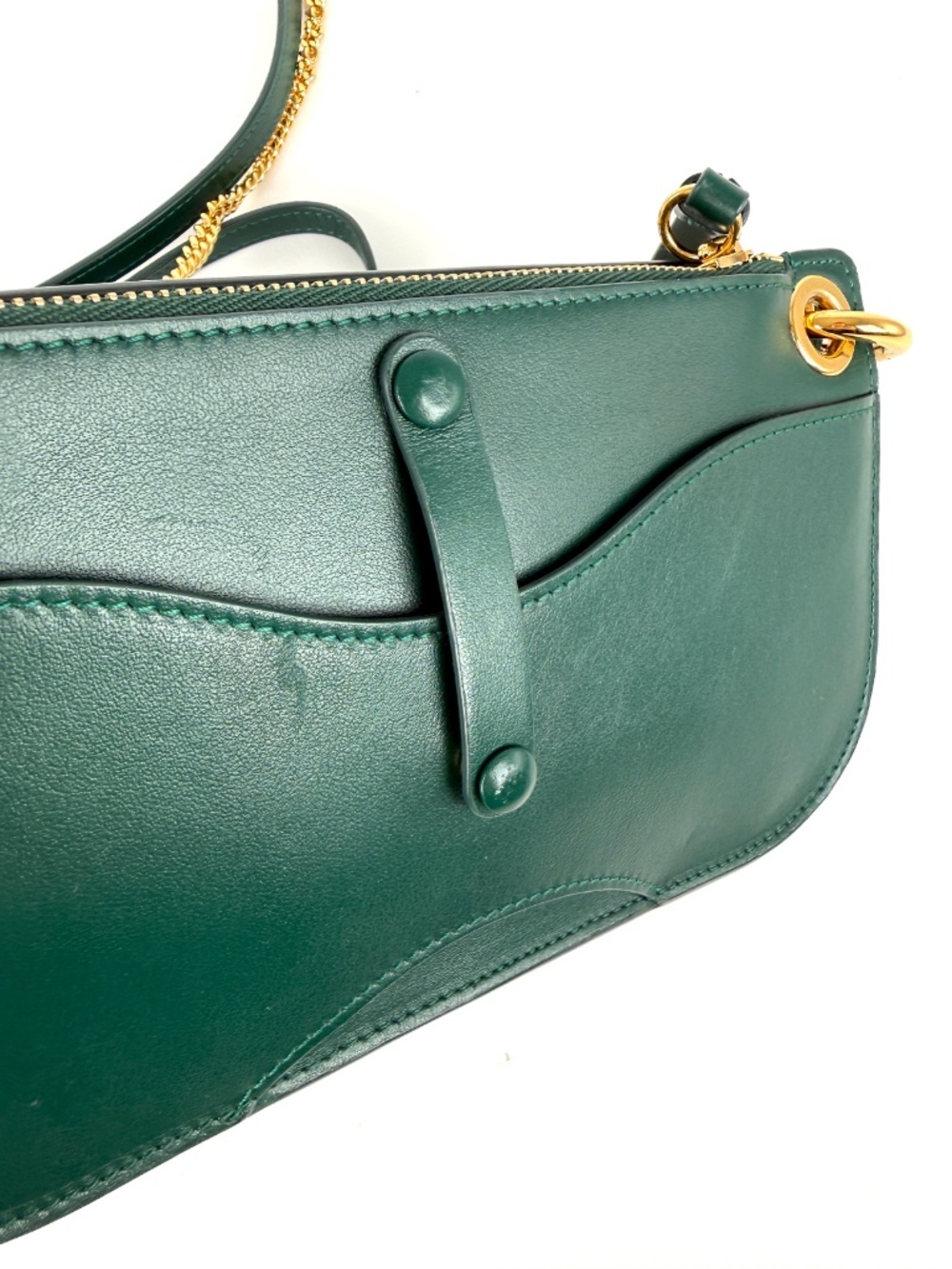 Chloe Tess Chain Green Leather Chain Crossbody Bag - Picture 12 of 16